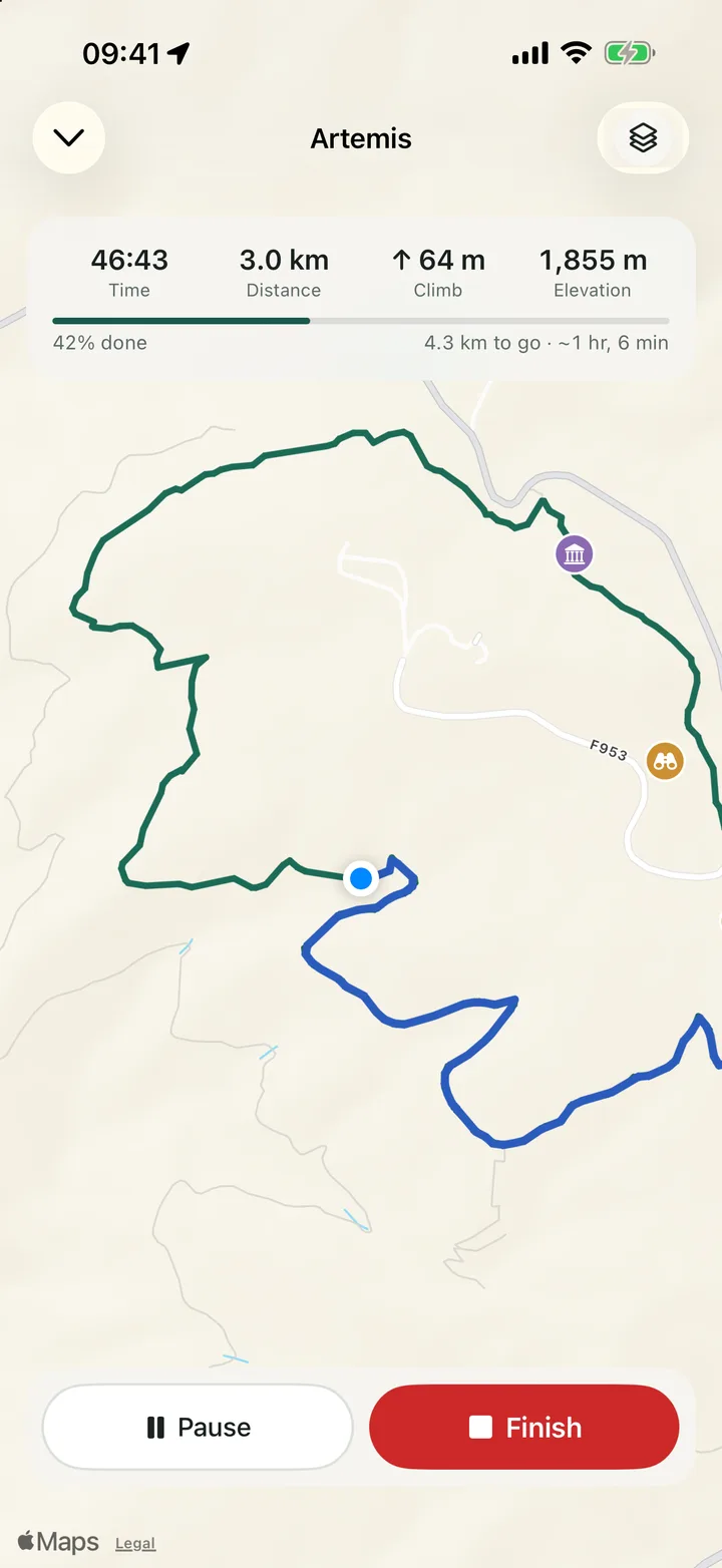 Following a trail: progress, time remaining and the live track on the map